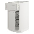 IKEA METOD МЕТОД / MAXIMERA МАКСИМЕРА Наполный шкаф с проволочными корзинами / ящиком / дверью, белый / Lerhyttan светло-серый, 40x60 см 89455068 | 894.550.68