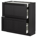 IKEA METOD МЕТОД / MAXIMERA МАКСИМЕРА Напольный шкаф с ящиками, черный / Lerhyttan черная морилка, 80x37 см 49260044 | 492.600.44