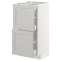 IKEA METOD МЕТОД / MAXIMERA МАКСИМЕРА Напольный шкаф с ящиками, белый / Lerhyttan светло-серый, 40x37 см 69274257 | 692.742.57