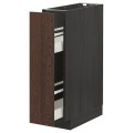 IKEA METOD МЕТОД / MAXIMERA МАКСИМЕРА Напольный шкаф / с выдвижным внутренним элементом, черный / Sinarp коричневый, 20x60 см 09405685 094.056.85