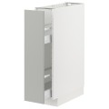 IKEA METOD / MAXIMERA Напольный шкаф / с выдвижным внутренним элементом, белый / Хавсторп светло-серый, 20x60 см 59539324 595.393.24