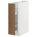 IKEA METOD / MAXIMERA Напольный шкаф / с выдвижным внутренним элементом, белый / Имитация коричневого ореха, 20x60 см 49519864 495.198.64