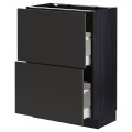IKEA METOD МЕТОД / MAXIMERA МАКСИМЕРА Напольный шкаф с 2 ящиками, черный / Nickebo матовый антрацит, 60x37 см 89498973 | 894.989.73