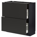 IKEA METOD МЕТОД / MAXIMERA МАКСИМЕРА Напольный шкаф с 2 ящиками, черный / Nickebo матовый антрацит, 80x37 см 09497581 094.975.81