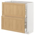 IKEA METOD / MAXIMERA Напольный шкаф с 2 ящиками, белый / дуб Forsbacka, 80x37 см 59509275 | 595.092.75