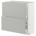 IKEA METOD / MAXIMERA Напольный шкаф с 2 ящиками, белый / Хавсторп светло-серый, 80x37 см 49539386 | 495.393.86