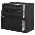 IKEA METOD МЕТОД / MAXIMERA МАКСИМЕРА Напольный шкаф с 3 ящиками, черный / Lerhyttan черная морилка, 80x60 см 19260031 192.600.31