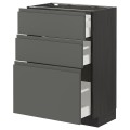 IKEA METOD МЕТОД / MAXIMERA МАКСИМЕРА Напольный шкаф с 3 ящиками, черный / Voxtorp темно-серый, 60x37 см 49311086 | 493.110.86