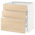 IKEA METOD МЕТОД / MAXIMERA МАКСИМЕРА Напольный шкаф с 3 ящиками, белый / Askersund узор светлый ясень, 80x60 см 69215932 692.159.32