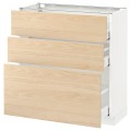 IKEA METOD МЕТОД / MAXIMERA МАКСИМЕРА Напольный шкаф с 3 ящиками, белый / Askersund узор светлый ясень, 80x37 см 39215962 | 392.159.62