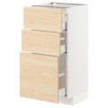 IKEA METOD МЕТОД / MAXIMERA МАКСИМЕРА Напольный шкаф с 3 ящиками, белый / Askersund узор светлый ясень, 40x37 см 79335707 | 793.357.07