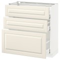 IKEA METOD МЕТОД / MAXIMERA МАКСИМЕРА Напольный шкаф с 3 ящиками, белый / Bodbyn кремовый, 80x37 см 79052190 | 790.521.90