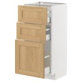 IKEA METOD / MAXIMERA Напольный шкаф с 3 ящиками, белый / дуб Forsbacka, 40x37 см 09509287 095.092.87
