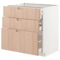 IKEA METOD МЕТОД / MAXIMERA МАКСИМЕРА Напольный шкаф с 3 ящиками, белый / Fröjered светлый бамбук, 80x60 см 49330283 493.302.83