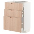 IKEA METOD МЕТОД / MAXIMERA МАКСИМЕРА Напольный шкаф с 3 ящиками, белый / Fröjered светлый бамбук, 60x37 см 99330308 993.303.08