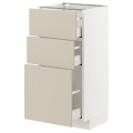 IKEA METOD МЕТОД / MAXIMERA МАКСИМЕРА Напольный шкаф с 3 ящиками, белый / Havstorp бежевый, 40x37 см 49426737 494.267.37
