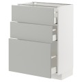 IKEA METOD / MAXIMERA Напольный шкаф с 3 ящиками, белый / Хавсторп светло-серый, 60x37 см 79538413 795.384.13