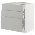 IKEA METOD / MAXIMERA Напольный шкаф с 3 ящиками, белый / Хавсторп светло-серый, 80x60 см 99539360 995.393.60