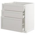 IKEA METOD МЕТОД / MAXIMERA МАКСИМЕРА Напольный шкаф с 3 ящиками, белый / Lerhyttan светло-серый, 80x60 см 99274232 992.742.32