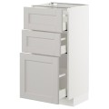 IKEA METOD МЕТОД / MAXIMERA МАКСИМЕРА Напольный шкаф с 3 ящиками, белый / Lerhyttan светло-серый, 40x37 см 69274262 | 692.742.62