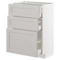 IKEA METOD МЕТОД / MAXIMERA МАКСИМЕРА Напольный шкаф с 3 ящиками, белый / Lerhyttan светло-серый, 60x37 см 49274263 492.742.63