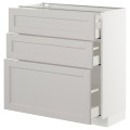 IKEA METOD МЕТОД / MAXIMERA МАКСИМЕРА Напольный шкаф с 3 ящиками, белый / Lerhyttan светло-серый, 80x37 см 29274264 | 292.742.64