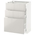 IKEA METOD МЕТОД / MAXIMERA МАКСИМЕРА Напольный шкаф с 3 ящиками, белый / Ringhult светло-серый, 60x37 см 39142598 391.425.98