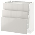 IKEA METOD МЕТОД / MAXIMERA МАКСИМЕРА Напольный шкаф с 3 ящиками, белый / Ringhult светло-серый, 80x37 см 79142600 | 791.426.00