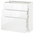 IKEA METOD МЕТОД / MAXIMERA МАКСИМЕРА Напольный шкаф с 3 ящиками, белый / Ringhult белый, 80x37 см 39052205 | 390.522.05