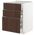 IKEA METOD МЕТОД / MAXIMERA МАКСИМЕРА Напольный шкаф с 3 ящиками, белый / Sinarp коричневый, 60x60 см 09404129 094.041.29