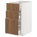 IKEA METOD / MAXIMERA Напольный шкаф с 3 ящиками, белый / Имитация коричневого ореха, 40x60 см 29519025 295.190.25