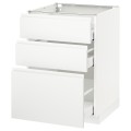 IKEA METOD МЕТОД / MAXIMERA МАКСИМЕРА Напольный шкаф с 3 ящиками, белый / Voxtorp матовый белый, 60x60 см 19112804 191.128.04