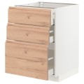 IKEA METOD МЕТОД / MAXIMERA МАКСИМЕРА Напольный шкаф с 3 ящиками, белый / Voxtorp имитация дуб, 60x60 см 29403303 294.033.03