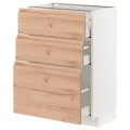 IKEA METOD МЕТОД / MAXIMERA МАКСИМЕРА Напольный шкаф с 3 ящиками, белый / Voxtorp имитация дуб, 60x37 см 59403354 594.033.54