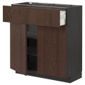 IKEA METOD МЕТОД / MAXIMERA МАКСИМЕРА Напольный шкаф с ящиком / 2 дверцами, черный / Sinarp коричневый, 80x37 см 89462177 | 894.621.77