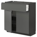 IKEA METOD МЕТОД / MAXIMERA МАКСИМЕРА Напольный шкаф с ящиком / 2 дверцами, черный / Voxtorp темно-серый, 80x37 см 49462792 | 494.627.92