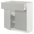 IKEA METOD / MAXIMERA Напольный шкаф с ящиком / 2 дверцами, белый / Хавсторп светло-серый, 80x37 см 99539379 | 995.393.79