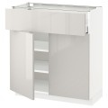 IKEA METOD МЕТОД / MAXIMERA МАКСИМЕРА Напольный шкаф с ящиком / 2 дверцами, белый / Ringhult светло-серый, 80x37 см 79459161 794.591.61