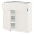 IKEA METOD МЕТОД / MAXIMERA МАКСИМЕРА Напольный шкаф с ящиком / 2 дверцами, белый / Veddinge белый, 80x37 см 19467791 | 194.677.91