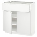 IKEA METOD МЕТОД / MAXIMERA МАКСИМЕРА Напольный шкаф с ящиком / 2 дверцами, белый / Voxtorp матовый белый, 80x37 см 19466334 | 194.663.34