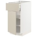IKEA METOD МЕТОД / MAXIMERA МАКСИМЕРА Напольный шкаф с ящиком / дверцей, белый / Havstorp бежевый, 40x60 см 39466521 | 394.665.21