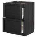 IKEA METOD МЕТОД / MAXIMERA МАКСИМЕРА Напольный шкаф с ящиками, черный / Lerhyttan черная морилка, 60x60 см 09260282 092.602.82