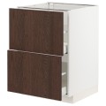 IKEA METOD МЕТОД / MAXIMERA МАКСИМЕРА Напольный шкаф с ящиками, белый / Sinarp коричневый, 60x60 см 59404080 594.040.80