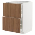 IKEA METOD / MAXIMERA Напольный шкаф с ящиками, белый / Имитация коричневого ореха, 60x60 см 59519892 | 595.198.92