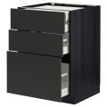IKEA METOD МЕТОД / MAXIMERA МАКСИМЕРА Напольный шкаф с ящиками, черный / Nickebo матовый антрацит, 60x60 см 69497465 | 694.974.65