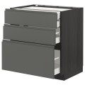 IKEA METOD МЕТОД / MAXIMERA МАКСИМЕРА Напольный шкаф с ящиками, черный / Voxtorp темно-серый, 80x60 см 59309912 | 593.099.12