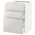 IKEA METOD МЕТОД / MAXIMERA МАКСИМЕРА Напольный шкаф с ящиками, белый / Ringhult светло-серый, 60x60 см 99141732 991.417.32