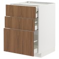 IKEA METOD / MAXIMERA Напольный шкаф с ящиками, белый / Имитация коричневого ореха, 60x60 см 29519501 295.195.01