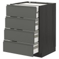IKEA METOD МЕТОД / MAXIMERA МАКСИМЕРА Напольный шкаф с ящиками, черный / Voxtorp темно-серый, 60x60 см 49309917 | 493.099.17