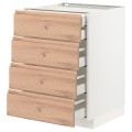 IKEA METOD МЕТОД / MAXIMERA МАКСИМЕРА Напольный шкаф с ящиками, белый / Voxtorp имитация дуб, 60x60 см 99402772 | 994.027.72